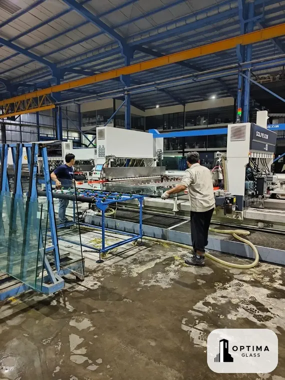 Mesin double edger untuk gosok tepi kaca