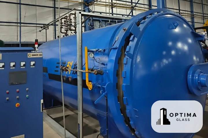 Mesin autoclave kaca laminated di pabrik Optima Glass Cikarang